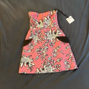 RED Valentino Bouquet Print Strapless Dress